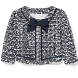 NWT Janie and Jack Navy Bouclé Bow Jacket. Size 2T.